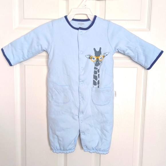 🎈Light Blue Quilted One Piece Outfit/Romper/Jumper/Sleeper (Size 9 Months) - Picture 1 of 15